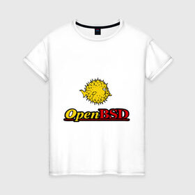 Женская футболка хлопок с принтом Open BSD в Санкт-Петербурге, 100% хлопок | прямой крой, круглый вырез горловины, длина до линии бедер, слегка спущенное плечо | linux | openbsd | линукс | программа | софт