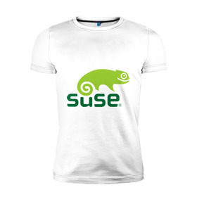 Мужская футболка премиум с принтом Suse в Санкт-Петербурге, 92% хлопок, 8% лайкра | приталенный силуэт, круглый вырез ворота, длина до линии бедра, короткий рукав | linux | suse | линукс | программа | софт