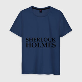 Мужская футболка хлопок с принтом Sherlock Holmes в Санкт-Петербурге, 100% хлопок | прямой крой, круглый вырез горловины, длина до линии бедер, слегка спущенное плечо. | sherlock holmes | sherlock holmesholmes | холмс | шерлок холмс
