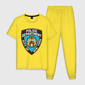 Мужская пижама хлопок с принтом N.Y.P.D. в Санкт-Петербурге, 100% хлопок | брюки и футболка прямого кроя, без карманов, на брюках мягкая резинка на поясе и по низу штанин
 | Тематика изображения на принте: new york | nypd | police | police department | нью йорк
