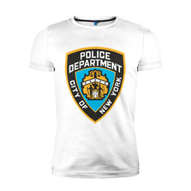 Мужская футболка премиум с принтом N.Y.P.D. в Санкт-Петербурге, 92% хлопок, 8% лайкра | приталенный силуэт, круглый вырез ворота, длина до линии бедра, короткий рукав | new york | nypd | police | police department | нью йорк