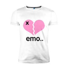 Мужская футболка премиум с принтом Сердце эмо в Санкт-Петербурге, 92% хлопок, 8% лайкра | приталенный силуэт, круглый вырез ворота, длина до линии бедра, короткий рукав | emo | пловинка сердца | розовое сердце | сердце | сердце эмо | субкультуры | эмо