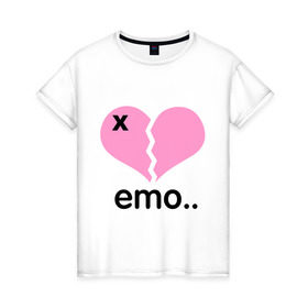 Женская футболка хлопок с принтом Сердце эмо в Санкт-Петербурге, 100% хлопок | прямой крой, круглый вырез горловины, длина до линии бедер, слегка спущенное плечо | emo | пловинка сердца | розовое сердце | сердце | сердце эмо | субкультуры | эмо