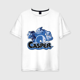 Женская футболка хлопок Oversize с принтом Casper в Санкт-Петербурге, 100% хлопок | свободный крой, круглый ворот, спущенный рукав, длина до линии бедер
 | casper | каспер | мультик | привидение