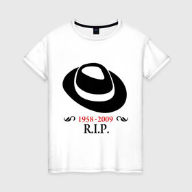 Женская футболка хлопок с принтом Michael Jackson в Санкт-Петербурге, 100% хлопок | прямой крой, круглый вырез горловины, длина до линии бедер, слегка спущенное плечо | 
