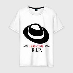 Мужская футболка хлопок с принтом Michael Jackson в Санкт-Петербурге, 100% хлопок | прямой крой, круглый вырез горловины, длина до линии бедер, слегка спущенное плечо. | Тематика изображения на принте: 