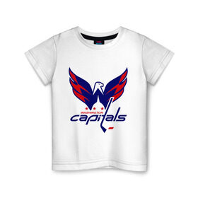 Детская футболка хлопок с принтом Овечкин (Washington Capitals) в Санкт-Петербурге, 100% хлопок | круглый вырез горловины, полуприлегающий силуэт, длина до линии бедер | национальная хоккейная лига | нхл