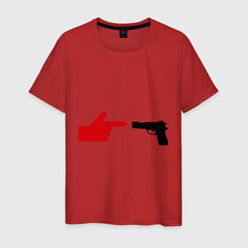 Мужская футболка хлопок с принтом Рука и пистолет в Санкт-Петербурге, 100% хлопок | прямой крой, круглый вырез горловины, длина до линии бедер, слегка спущенное плечо. | 