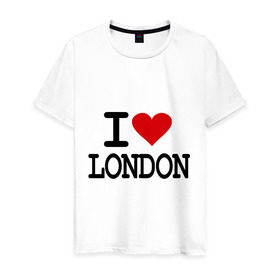 Мужская футболка хлопок с принтом I love London в Санкт-Петербурге, 100% хлопок | прямой крой, круглый вырез горловины, длина до линии бедер, слегка спущенное плечо. | Тематика изображения на принте: лондон