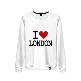 Женский свитшот хлопок с принтом I love London в Санкт-Петербурге, 100% хлопок | прямой крой, круглый вырез, на манжетах и по низу широкая трикотажная резинка  | лондон