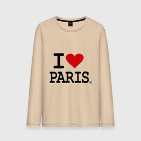 Мужской лонгслив хлопок с принтом I love Paris в Санкт-Петербурге, 100% хлопок |  | Тематика изображения на принте: i love | i love paris | европа | париж | франция | французский | я люблю париж