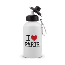 Бутылка спортивная с принтом I love Paris в Санкт-Петербурге, металл | емкость — 500 мл, в комплекте две пластиковые крышки и карабин для крепления | i love | i love paris | европа | париж | франция | французский | я люблю париж