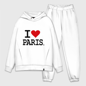 Мужской костюм хлопок OVERSIZE с принтом I love Paris в Санкт-Петербурге,  |  | i love | i love paris | европа | париж | франция | французский | я люблю париж