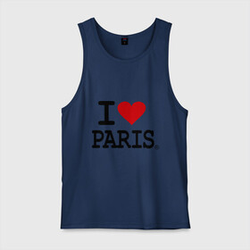 Мужская майка хлопок с принтом I love Paris в Санкт-Петербурге, 100% хлопок |  | Тематика изображения на принте: i love | i love paris | европа | париж | франция | французский | я люблю париж