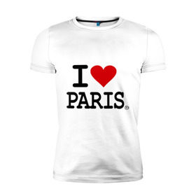 Мужская футболка премиум с принтом I love Paris в Санкт-Петербурге, 92% хлопок, 8% лайкра | приталенный силуэт, круглый вырез ворота, длина до линии бедра, короткий рукав | i love | i love paris | европа | париж | франция | французский | я люблю париж