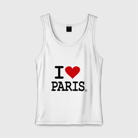 Женская майка хлопок с принтом I love Paris в Санкт-Петербурге, 95% хлопок, 5% эластан |  | Тематика изображения на принте: i love | i love paris | европа | париж | франция | французский | я люблю париж