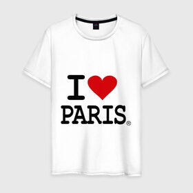Мужская футболка хлопок с принтом I love Paris в Санкт-Петербурге, 100% хлопок | прямой крой, круглый вырез горловины, длина до линии бедер, слегка спущенное плечо. | Тематика изображения на принте: i love | i love paris | европа | париж | франция | французский | я люблю париж