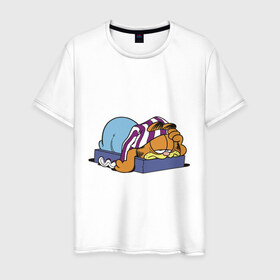 Мужская футболка хлопок с принтом Гарфилд (5) в Санкт-Петербурге, 100% хлопок | прямой крой, круглый вырез горловины, длина до линии бедер, слегка спущенное плечо. | garfield | гарфилд