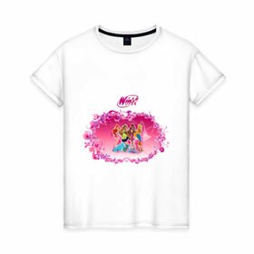Женская футболка хлопок с принтом Winx club new в Санкт-Петербурге, 100% хлопок | прямой крой, круглый вырез горловины, длина до линии бедер, слегка спущенное плечо | winx | винкс