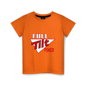 Детская футболка хлопок с принтом Full Tilt Poker в Санкт-Петербурге, 100% хлопок | круглый вырез горловины, полуприлегающий силуэт, длина до линии бедер | full | poker | tilt | карточные игры | карты | покер