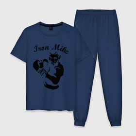 Мужская пижама хлопок с принтом Майк Тайсон в Санкт-Петербурге, 100% хлопок | брюки и футболка прямого кроя, без карманов, на брюках мягкая резинка на поясе и по низу штанин
 | mike tyson | железный майк