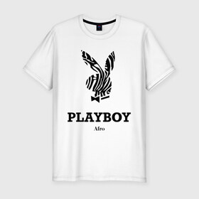 Мужская футболка премиум с принтом Afro PlayBoy в Санкт-Петербурге, 92% хлопок, 8% лайкра | приталенный силуэт, круглый вырез ворота, длина до линии бедра, короткий рукав | boy | play | playboy | бой | зайчик | заяц | плей | плейбой | плэйбой