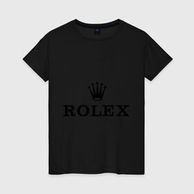 Женская футболка хлопок с принтом Rolex в Санкт-Петербурге, 100% хлопок | прямой крой, круглый вырез горловины, длина до линии бедер, слегка спущенное плечо | rolex | бренд | гламурный | дорогой | корона | крутой | марка | пафосный | ролекс | часы
