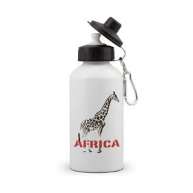 Бутылка спортивная с принтом Africa в Санкт-Петербурге, металл | емкость — 500 мл, в комплекте две пластиковые крышки и карабин для крепления | africa | giraffa | safari | африка | животные | жираф | сафари