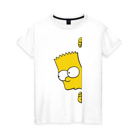 Женская футболка хлопок с принтом Bart Simpson (3) в Санкт-Петербурге, 100% хлопок | прямой крой, круглый вырез горловины, длина до линии бедер, слегка спущенное плечо | Тематика изображения на принте: гомер