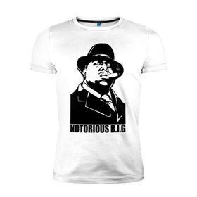 Мужская футболка премиум с принтом Notorious B.I.G в Санкт-Петербурге, 92% хлопок, 8% лайкра | приталенный силуэт, круглый вырез ворота, длина до линии бедра, короткий рукав | 