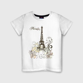 Детская футболка хлопок с принтом Paris (2) в Санкт-Петербурге, 100% хлопок | круглый вырез горловины, полуприлегающий силуэт, длина до линии бедер | Тематика изображения на принте: башня | париж | парижане | франция | французский | французы | эйфелева