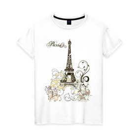 Женская футболка хлопок с принтом Paris (2) в Санкт-Петербурге, 100% хлопок | прямой крой, круглый вырез горловины, длина до линии бедер, слегка спущенное плечо | башня | париж | парижане | франция | французский | французы | эйфелева