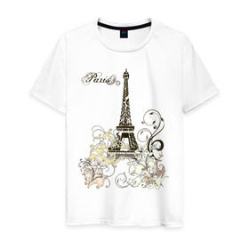 Мужская футболка хлопок с принтом Paris (2) в Санкт-Петербурге, 100% хлопок | прямой крой, круглый вырез горловины, длина до линии бедер, слегка спущенное плечо. | башня | париж | парижане | франция | французский | французы | эйфелева