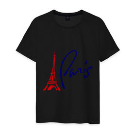 Мужская футболка хлопок с принтом Paris (3) в Санкт-Петербурге, 100% хлопок | прямой крой, круглый вырез горловины, длина до линии бедер, слегка спущенное плечо. | france | paris | европа | париж | франция | французский | эйфелева башня
