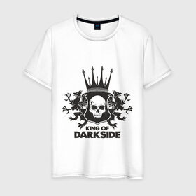 Мужская футболка хлопок с принтом King of Dark Side в Санкт-Петербурге, 100% хлопок | прямой крой, круглый вырез горловины, длина до линии бедер, слегка спущенное плечо. | king of dark side | король темной стороны | череп