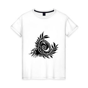 Женская футболка хлопок с принтом Динамик в листве в Санкт-Петербурге, 100% хлопок | прямой крой, круглый вырез горловины, длина до линии бедер, слегка спущенное плечо | динамик | звуки | музыка