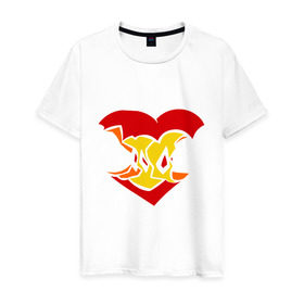 Мужская футболка хлопок с принтом Огрызок яблока в Санкт-Петербурге, 100% хлопок | прямой крой, круглый вырез горловины, длина до линии бедер, слегка спущенное плечо. | любовь | огрызок | огрызок яблока | сердце | яблоко