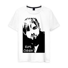 Мужская футболка хлопок с принтом Курт Кобейн в Санкт-Петербурге, 100% хлопок | прямой крой, круглый вырез горловины, длина до линии бедер, слегка спущенное плечо. | kurt cobain | nirvana | курт кобейн | нирвана