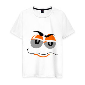 Мужская футболка хлопок с принтом M&M`s face в Санкт-Петербурге, 100% хлопок | прямой крой, круглый вырез горловины, длина до линии бедер, слегка спущенное плечо. | взгляд | конфеты | лицо | недовольный | шоколад