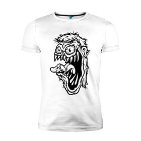 Мужская футболка премиум с принтом Мутант в Санкт-Петербурге, 92% хлопок, 8% лайкра | приталенный силуэт, круглый вырез ворота, длина до линии бедра, короткий рукав | monster | монстр | мутант | пасть | ужас | чодовище | шок