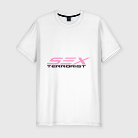 Мужская футболка премиум с принтом Sex Terrorist в Санкт-Петербурге, 92% хлопок, 8% лайкра | приталенный силуэт, круглый вырез ворота, длина до линии бедра, короткий рукав | Тематика изображения на принте: 