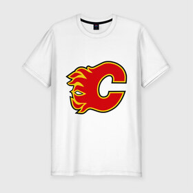 Мужская футболка премиум с принтом Calgary Flames McDonald в Санкт-Петербурге, 92% хлопок, 8% лайкра | приталенный силуэт, круглый вырез ворота, длина до линии бедра, короткий рукав | Тематика изображения на принте: 