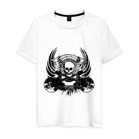 Мужская футболка хлопок с принтом Drop head skull в Санкт-Петербурге, 100% хлопок | прямой крой, круглый вырез горловины, длина до линии бедер, слегка спущенное плечо. | скелет