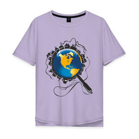 Мужская футболка хлопок Oversize с принтом И все-таки она вертится в Санкт-Петербурге, 100% хлопок | свободный крой, круглый ворот, “спинка” длиннее передней части | earth | planet | глобус | земной шар | и все таки он вертится | мир | планета земля