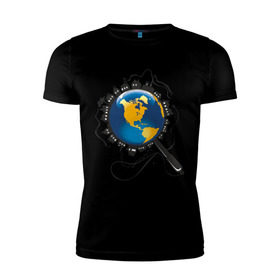Мужская футболка премиум с принтом И всетаки она вертится в Санкт-Петербурге, 92% хлопок, 8% лайкра | приталенный силуэт, круглый вырез ворота, длина до линии бедра, короткий рукав | earth | planet | глобус | земной шар | и все таки он вертится | мир | планета земля