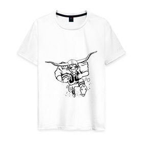 Мужская футболка хлопок с принтом Chicago bulls в Санкт-Петербурге, 100% хлопок | прямой крой, круглый вырез горловины, длина до линии бедер, слегка спущенное плечо. | Тематика изображения на принте: американский футбол | регби