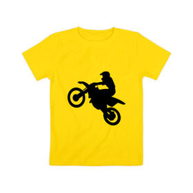 Детская футболка хлопок с принтом Мотоцикл (мотокросс) в Санкт-Петербурге, 100% хлопок | круглый вырез горловины, полуприлегающий силуэт, длина до линии бедер | байк | байкер | мото | мотогонки | мотокросс | мотоцикл