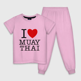 Детская пижама хлопок с принтом I love Muay Thai в Санкт-Петербурге, 100% хлопок |  брюки и футболка прямого кроя, без карманов, на брюках мягкая резинка на поясе и по низу штанин
 | Тематика изображения на принте: муай тай