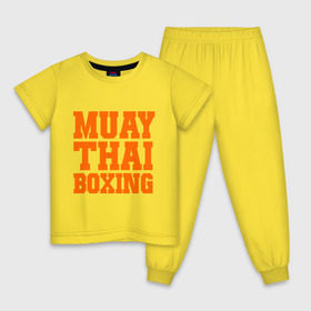 Детская пижама хлопок с принтом Muay Thai Boxing в Санкт-Петербурге, 100% хлопок |  брюки и футболка прямого кроя, без карманов, на брюках мягкая резинка на поясе и по низу штанин
 | емельяненко | муай тай