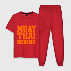 Мужская пижама хлопок с принтом Muay Thai Boxing в Санкт-Петербурге, 100% хлопок | брюки и футболка прямого кроя, без карманов, на брюках мягкая резинка на поясе и по низу штанин
 | емельяненко | муай тай